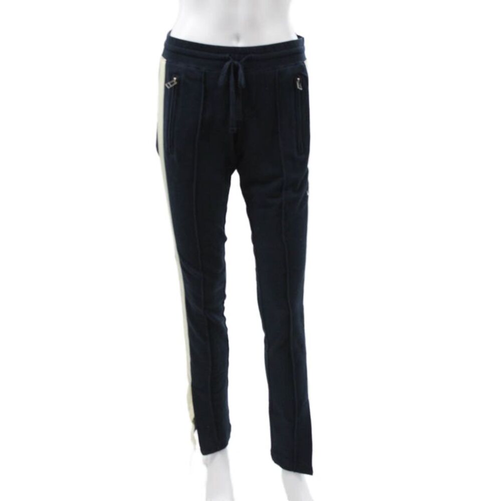 Pam & Gela Women Track Pants Blue Cotton Drawstring Inseam 32 Size PP